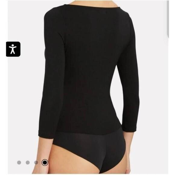 NWT L'Agence Angel Bodysuit Light Green Black Square Neck Petite Small - Picture 8 of 9